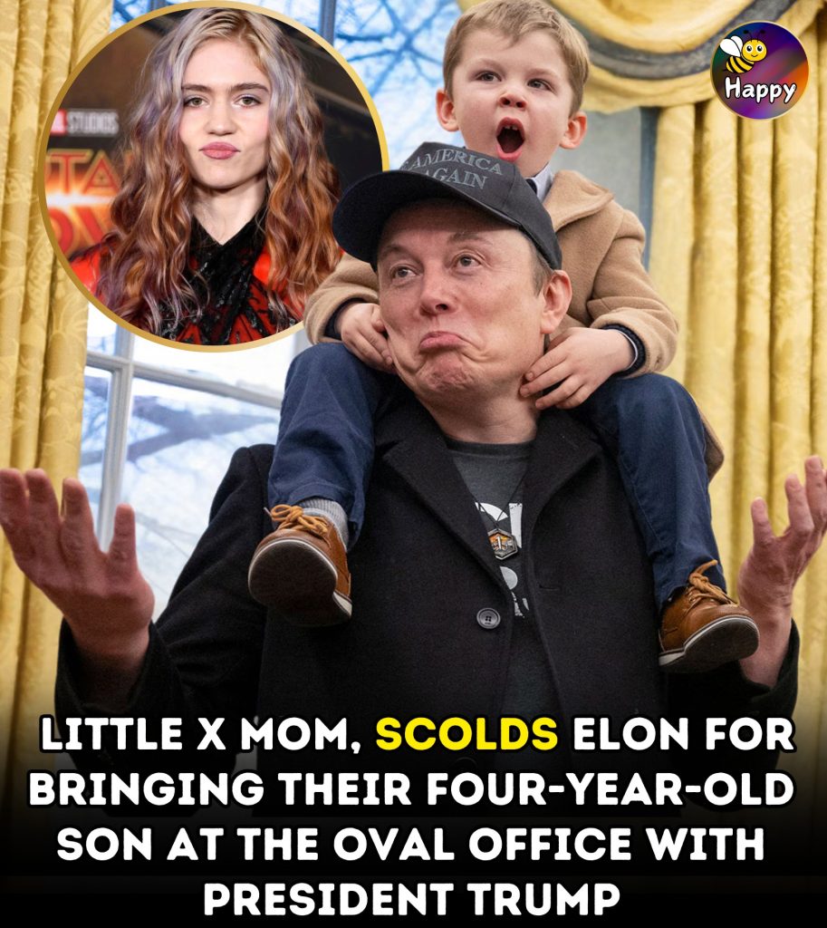 Elon Musk’s cute son X steals show in Oval Office with President Trump… but mum Grimes was not happy